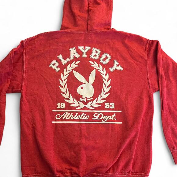 Red Playboy Hoodie with white logo Hoodie Size Large Brand New - Picture 2 of 3
